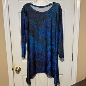 Lily Blue & Black Peacock Long Sleeve Tunic
